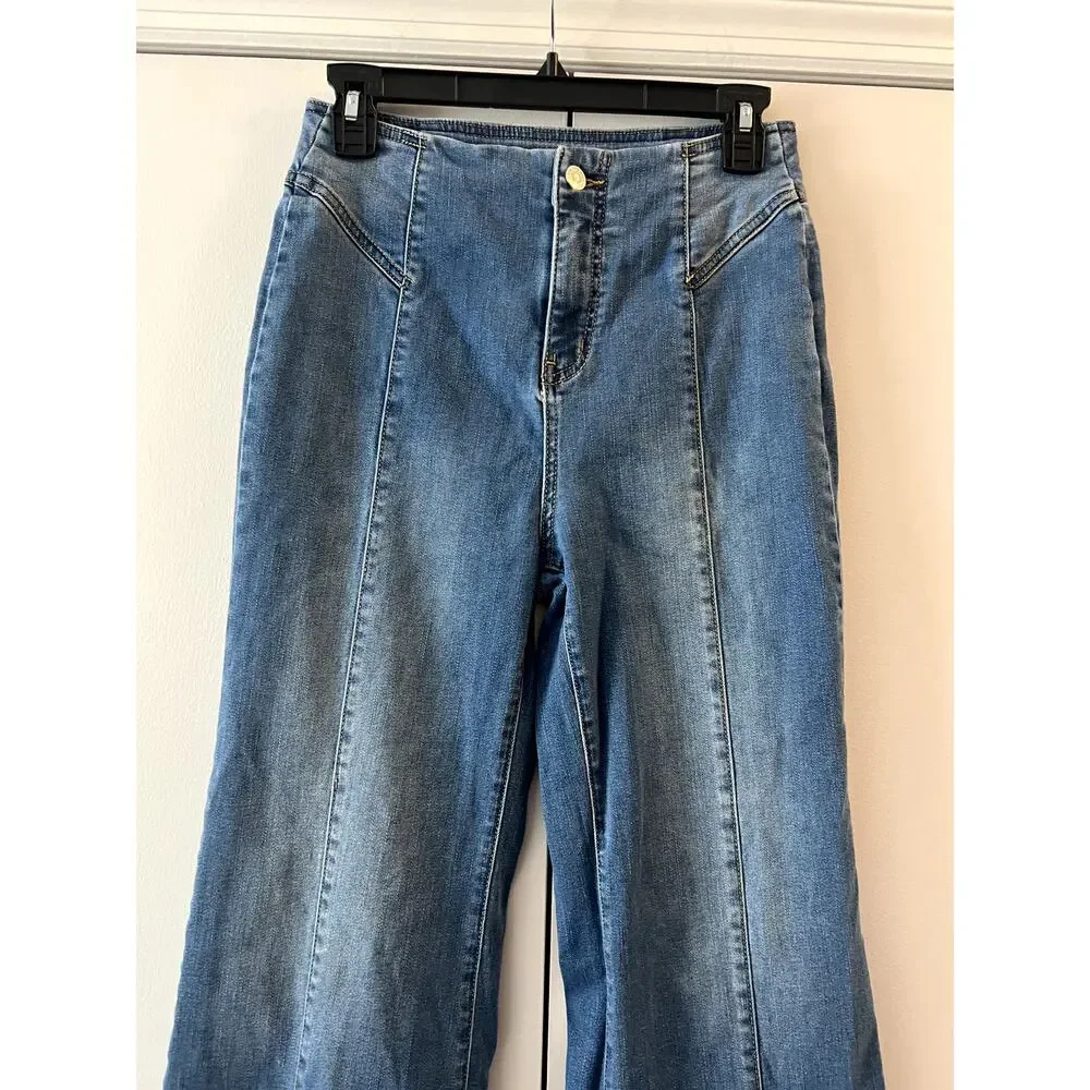 Free People We The Free Flare Wide Jeans High Rise size 26 Blue - Picture 3 of 8